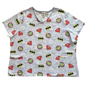 Justice League Scrub Top 3XL Wonder Woman Superman Batman Medic Dentist Heroes